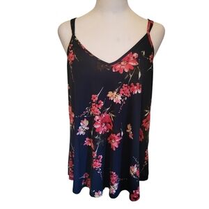 PaperMoon Floral Tank Blue/Red sz M